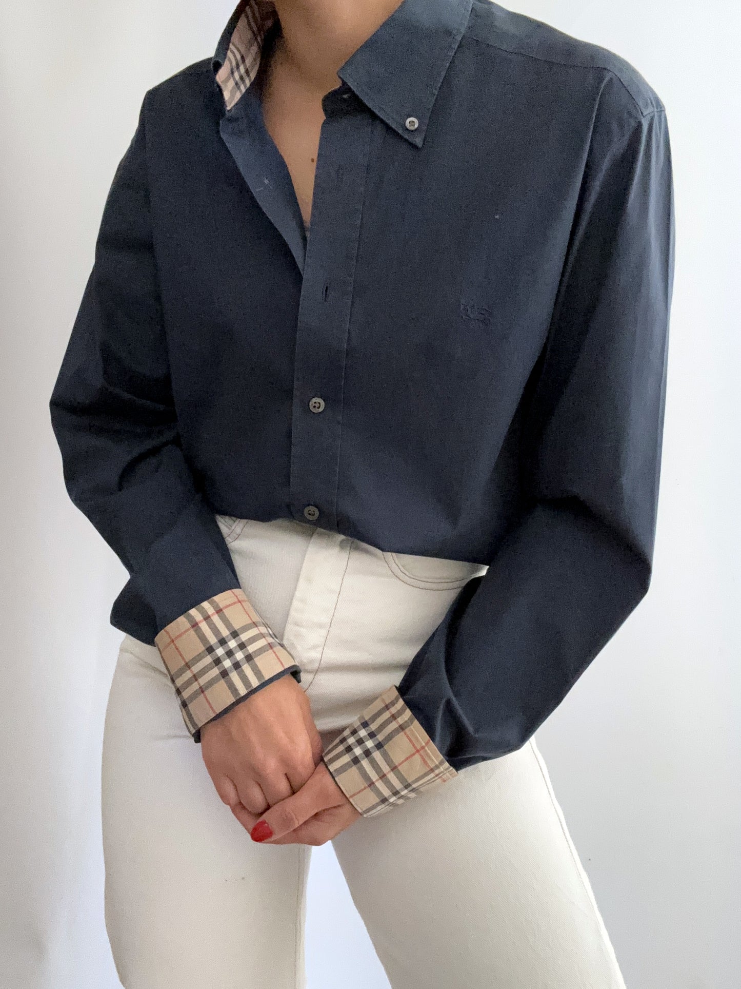 Blue Burberry classic tartan profile shirt