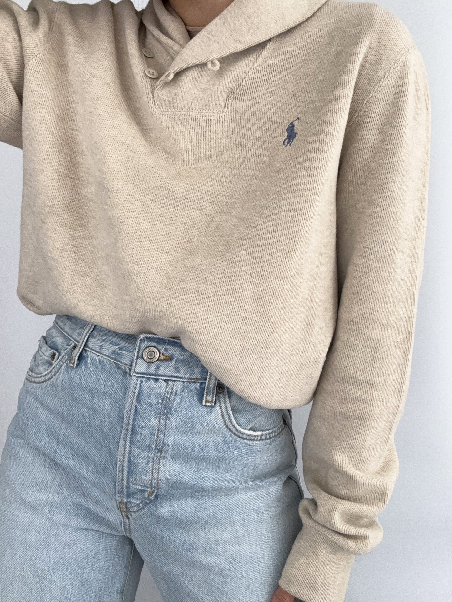 .Ralph Lauren Blake cotton beige navy pull