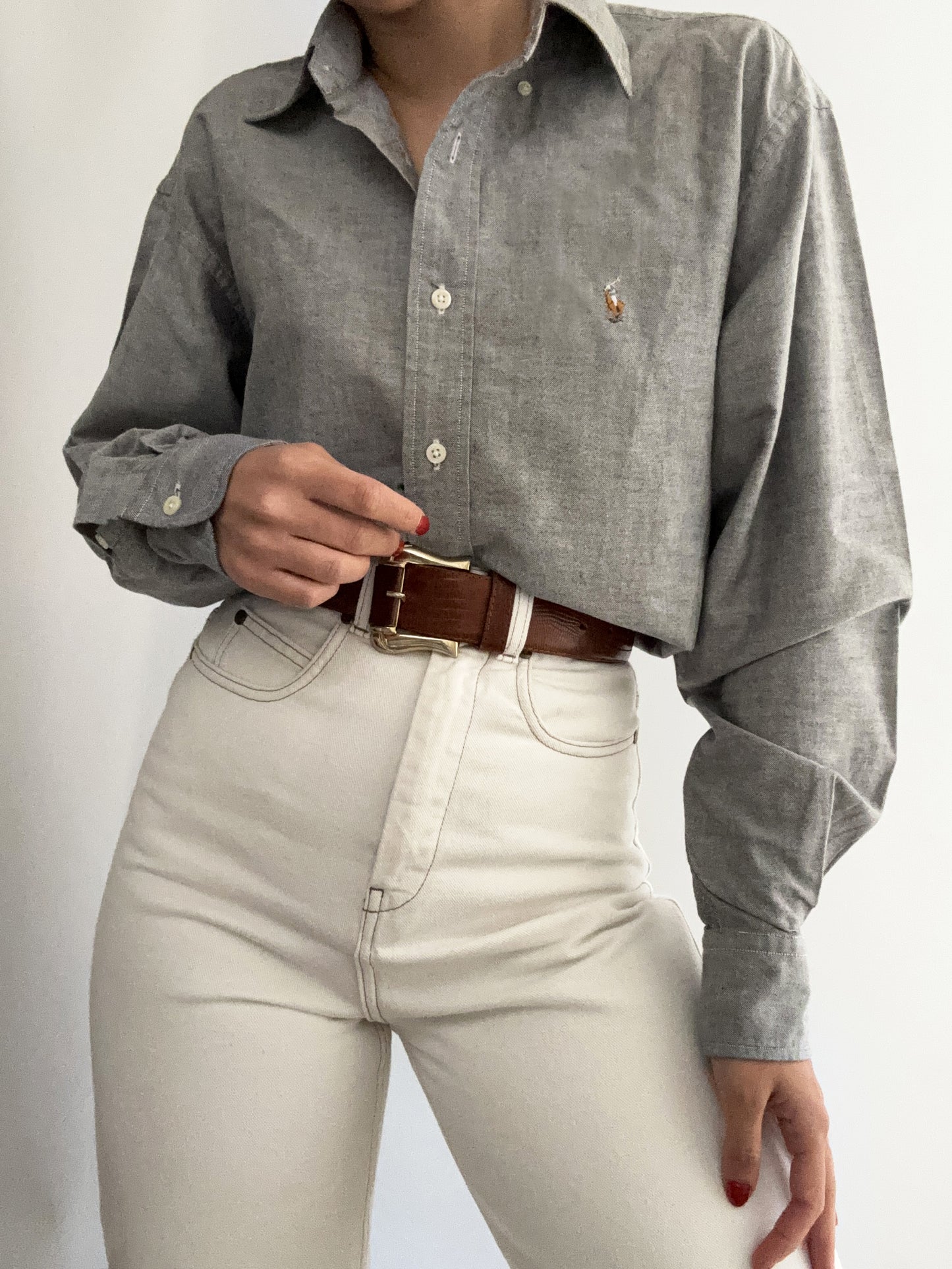 Ralph Lauren pearl grey embroidery color logo