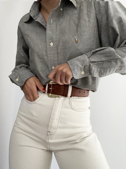 Ralph Lauren pearl grey embroidery color logo