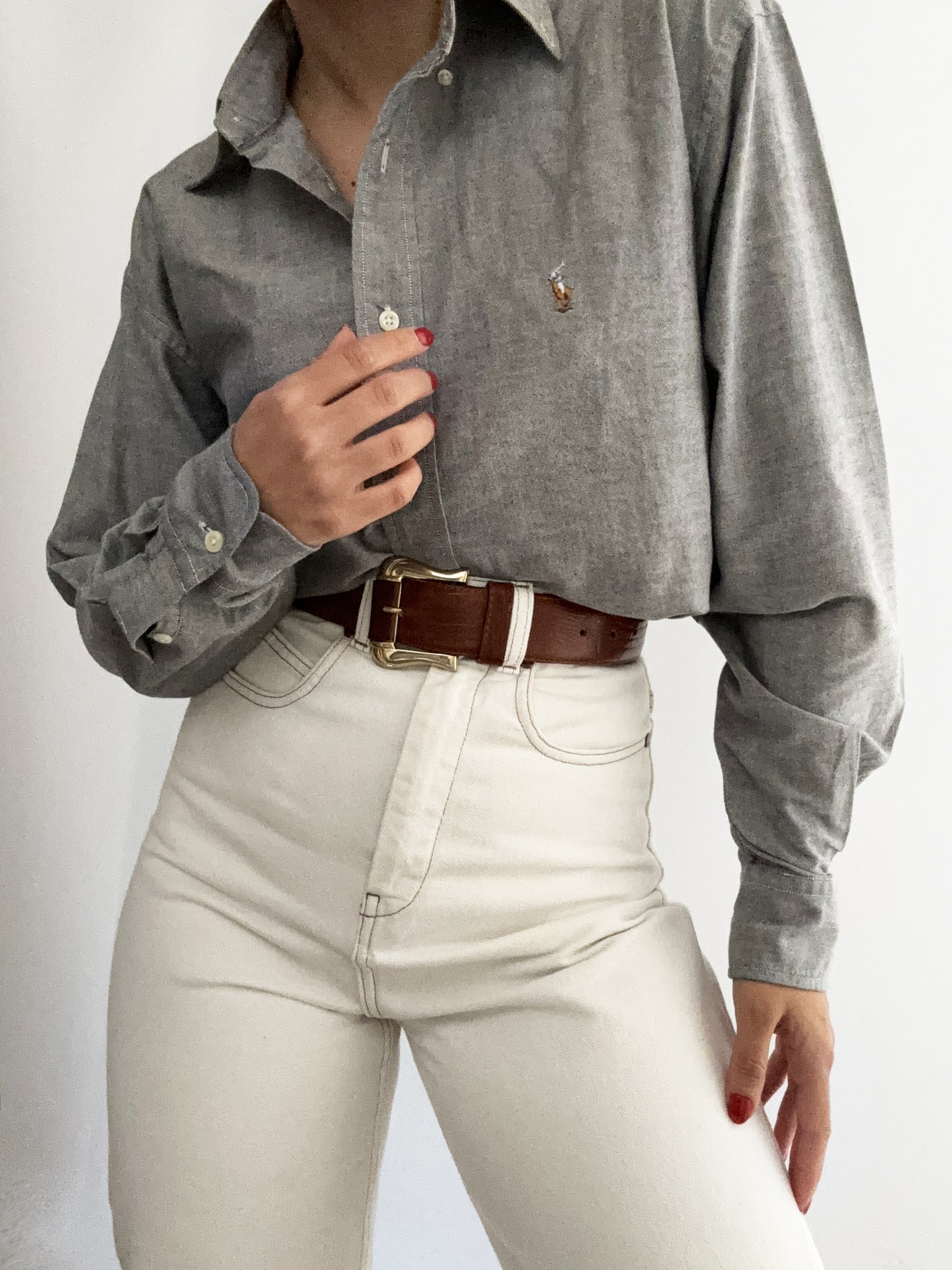 Ralph Lauren pearl grey embroidery color logo