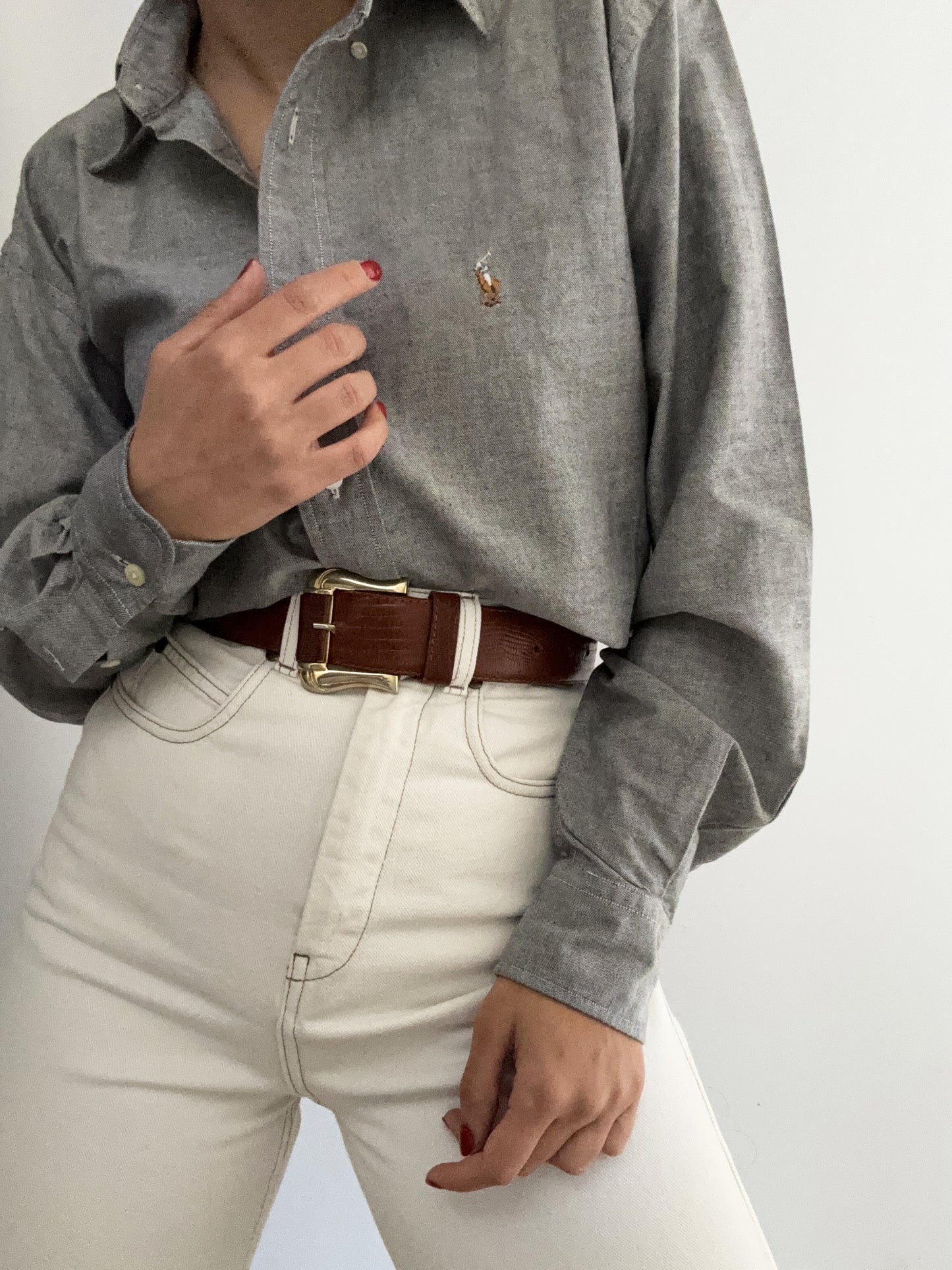 Ralph Lauren pearl grey embroidery color logo