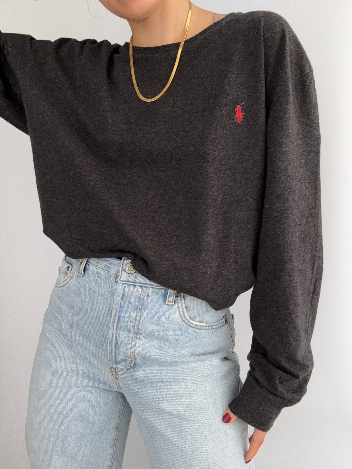 .Oversize grey Ralph Lauren basic shirt