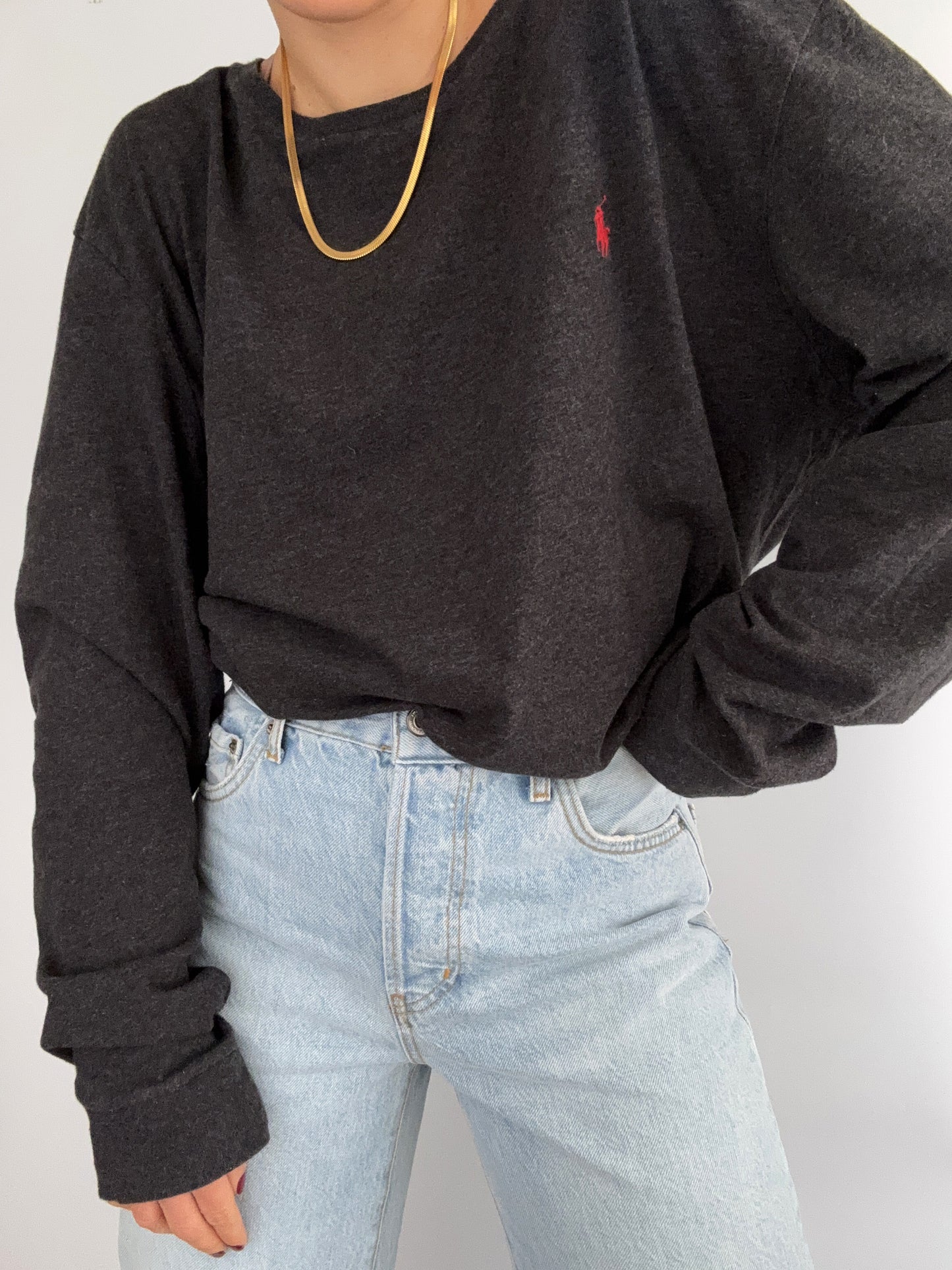 .Oversize grey Ralph Lauren basic shirt