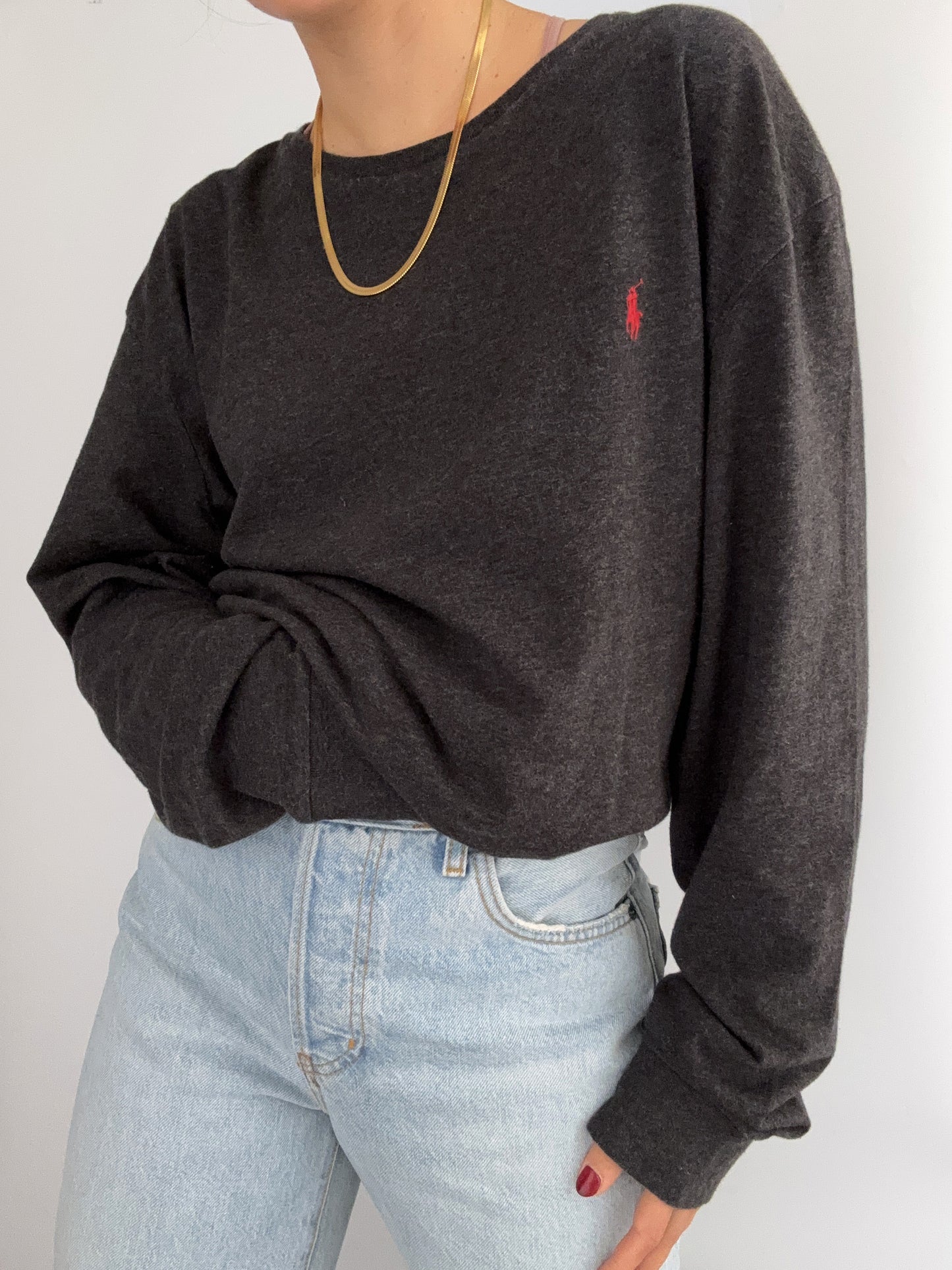 .Oversize grey Ralph Lauren basic shirt