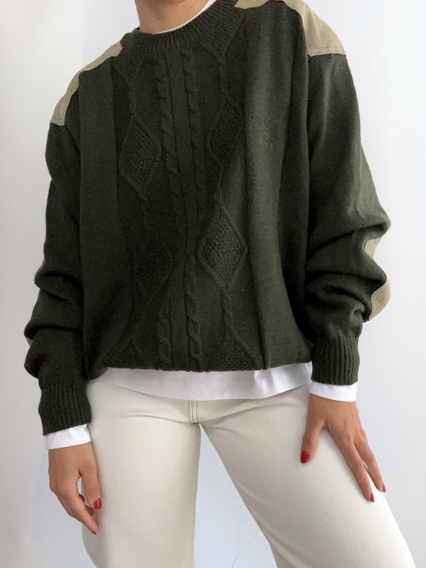 Vintage green bosco Burberry pure wool Pull