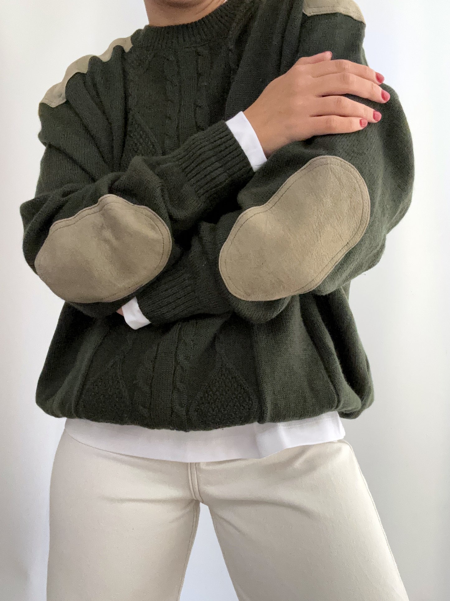 Vintage green bosco Burberry pure wool Pull