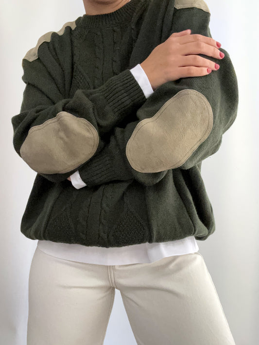 Vintage green bosco Burberry pure wool Pull