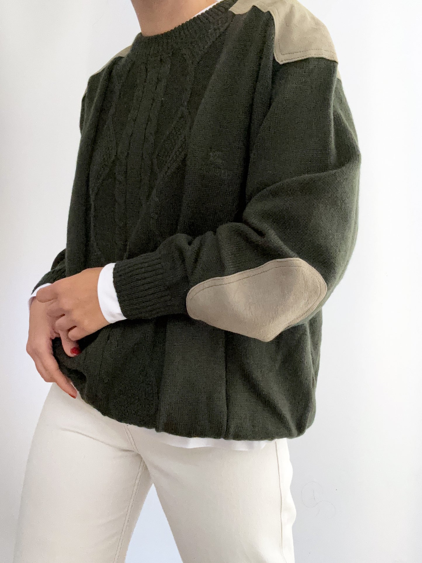 Vintage green bosco Burberry pure wool Pull