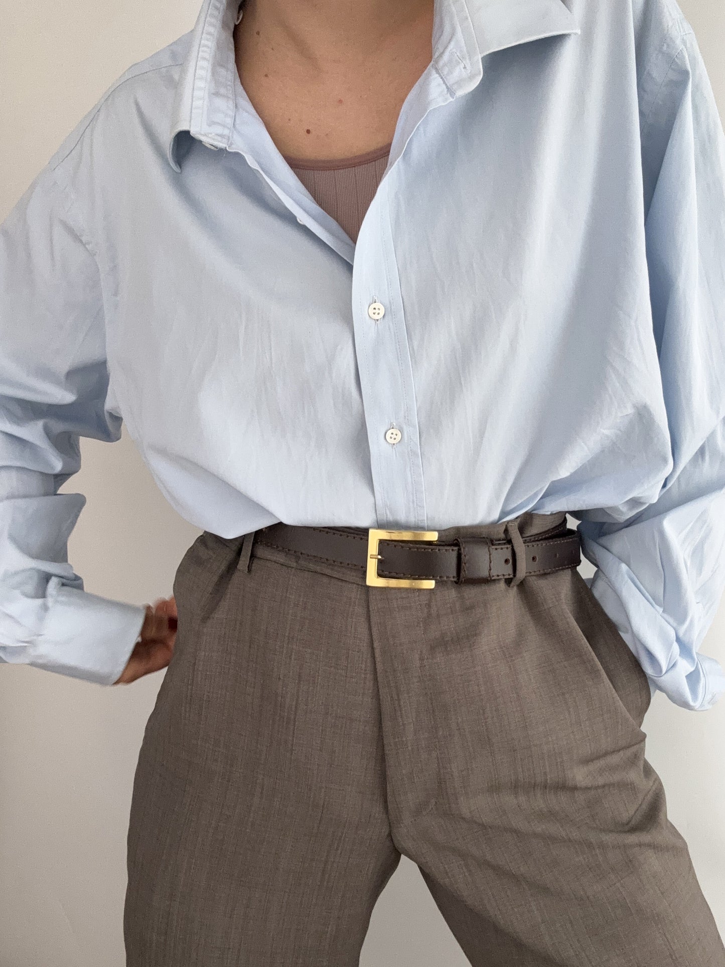 .Yves Saint Laurent vintage soft blue logo shirt