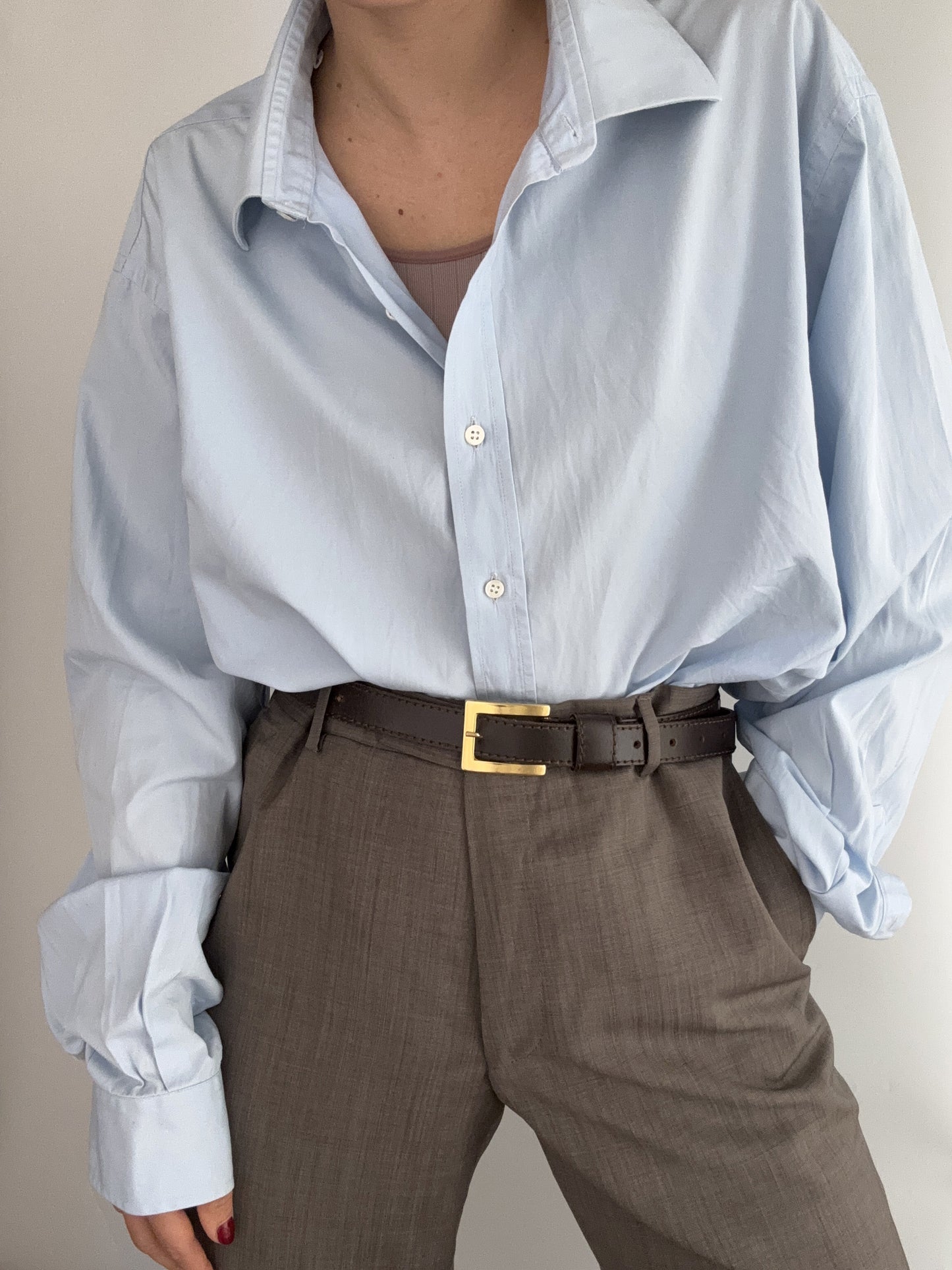 .Yves Saint Laurent vintage soft blue logo shirt