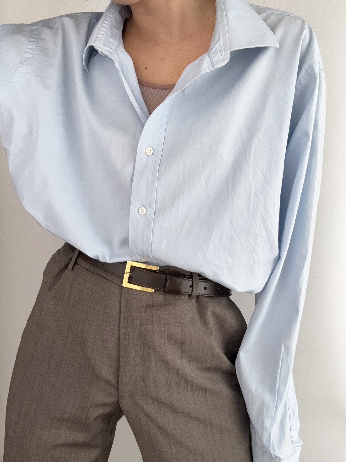 .Yves Saint Laurent vintage soft blue logo shirt