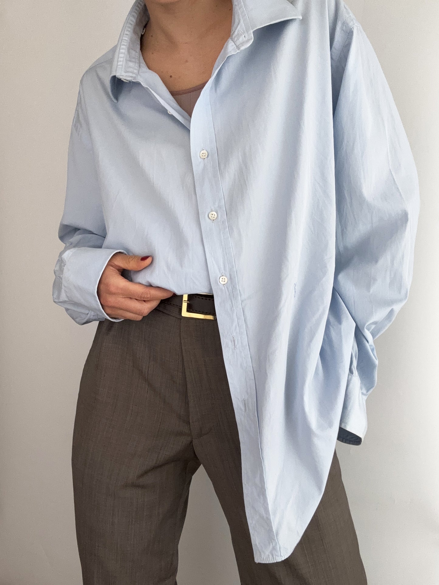 .Yves Saint Laurent vintage soft blue logo shirt