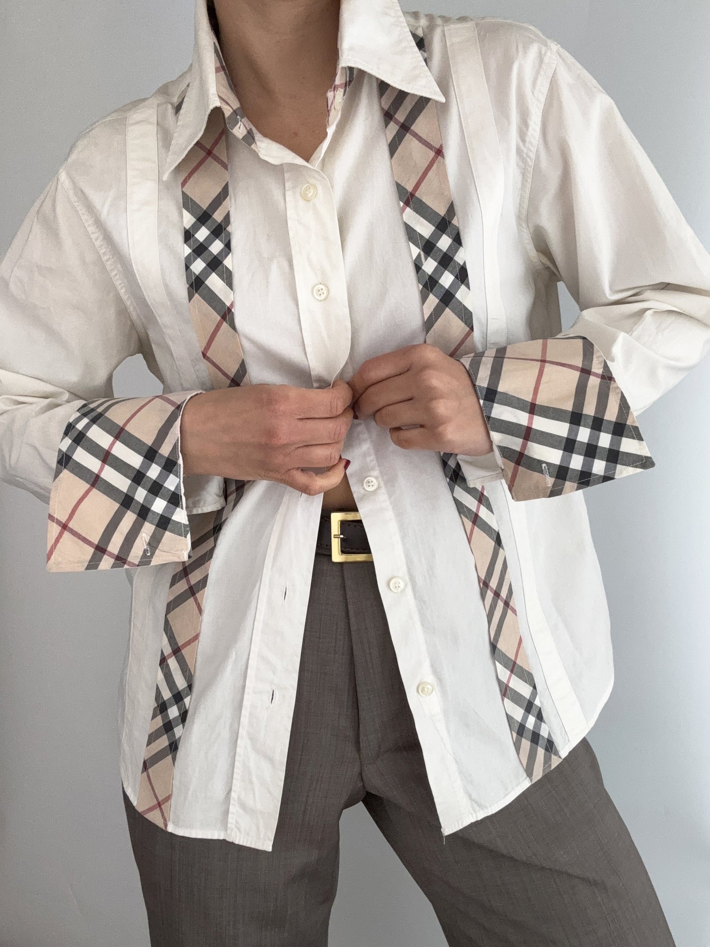 .Burberry tartan profile vintage cotton shirt