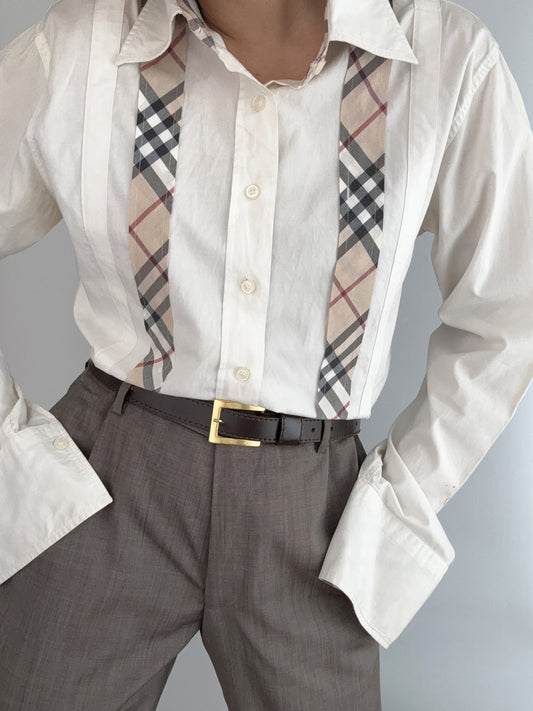 .Burberry tartan profile vintage cotton shirt