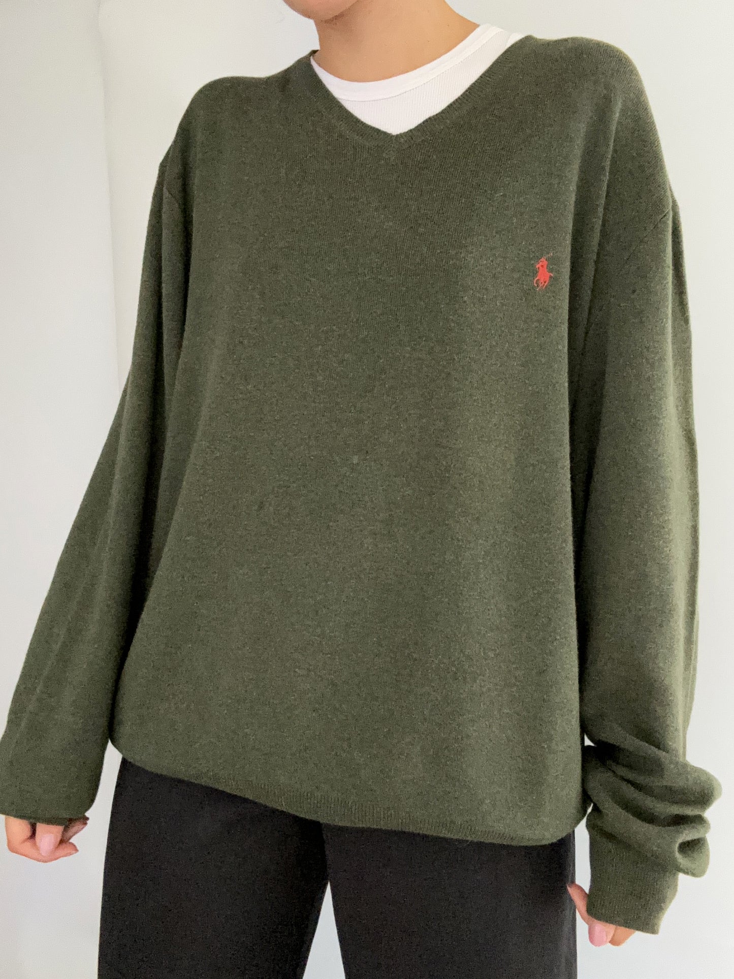 Ralph Lauren military green pull in fine cotton
