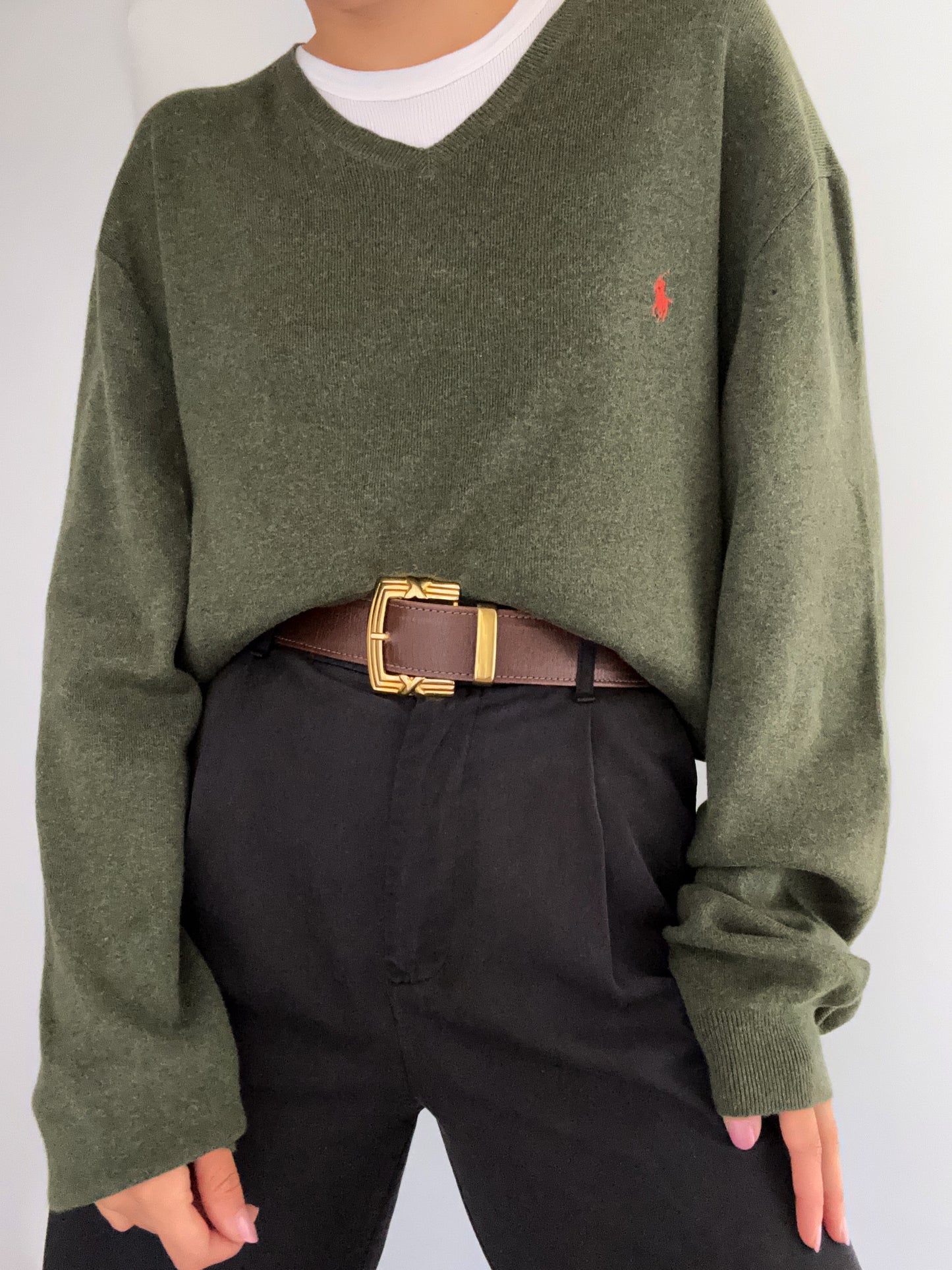 Ralph Lauren military green pull in fine cotton