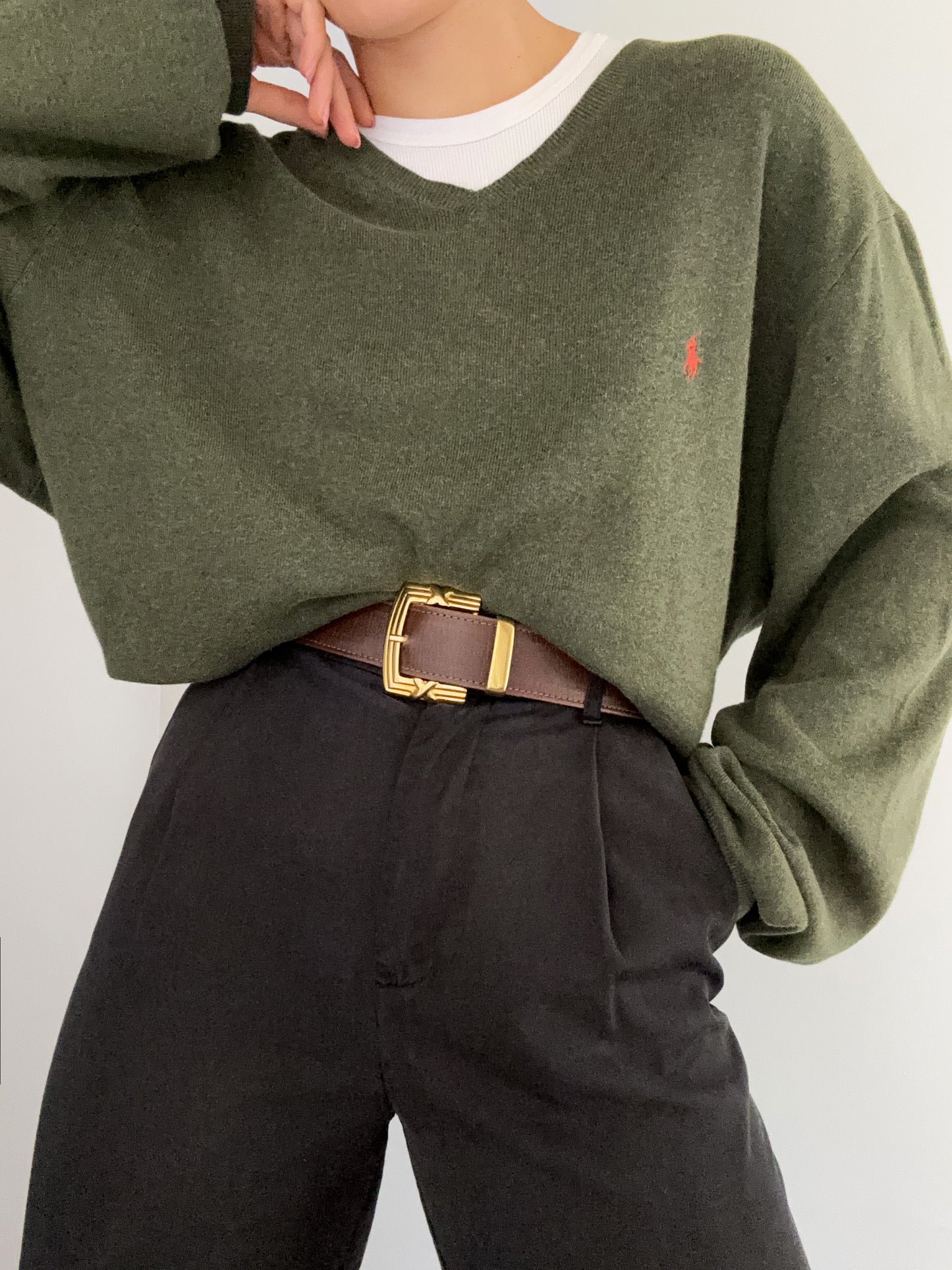 Ralph Lauren military green pull in fine cotton