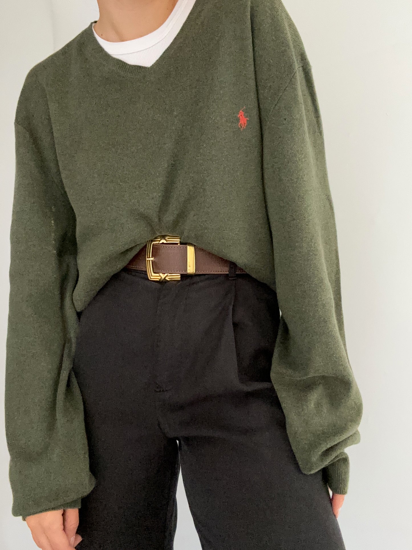 Ralph Lauren military green pull in fine cotton