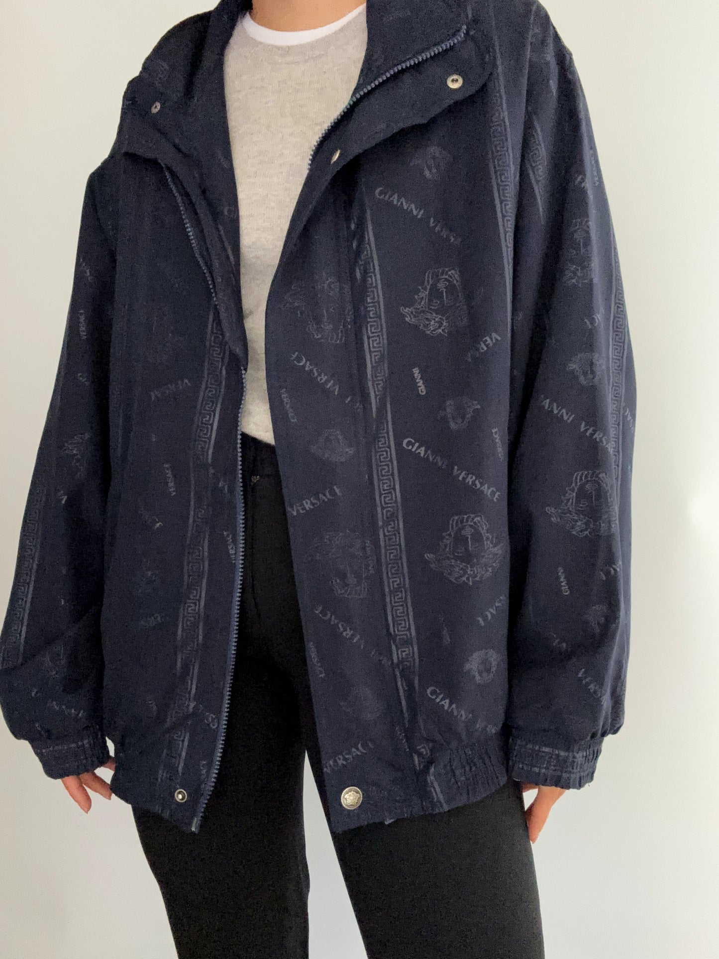 Gianni Versace vintage logo blue bomber