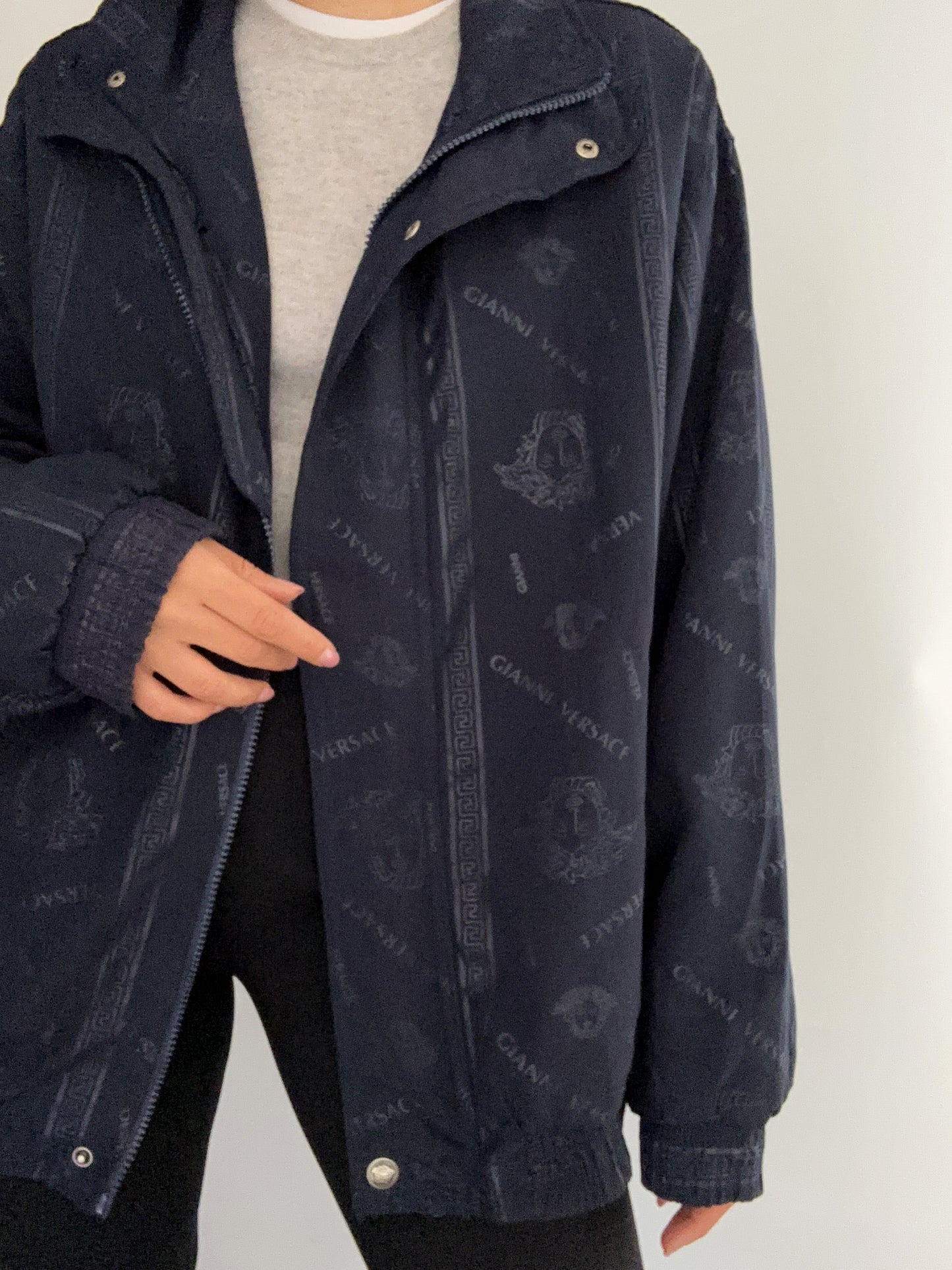 Gianni Versace vintage logo blue bomber