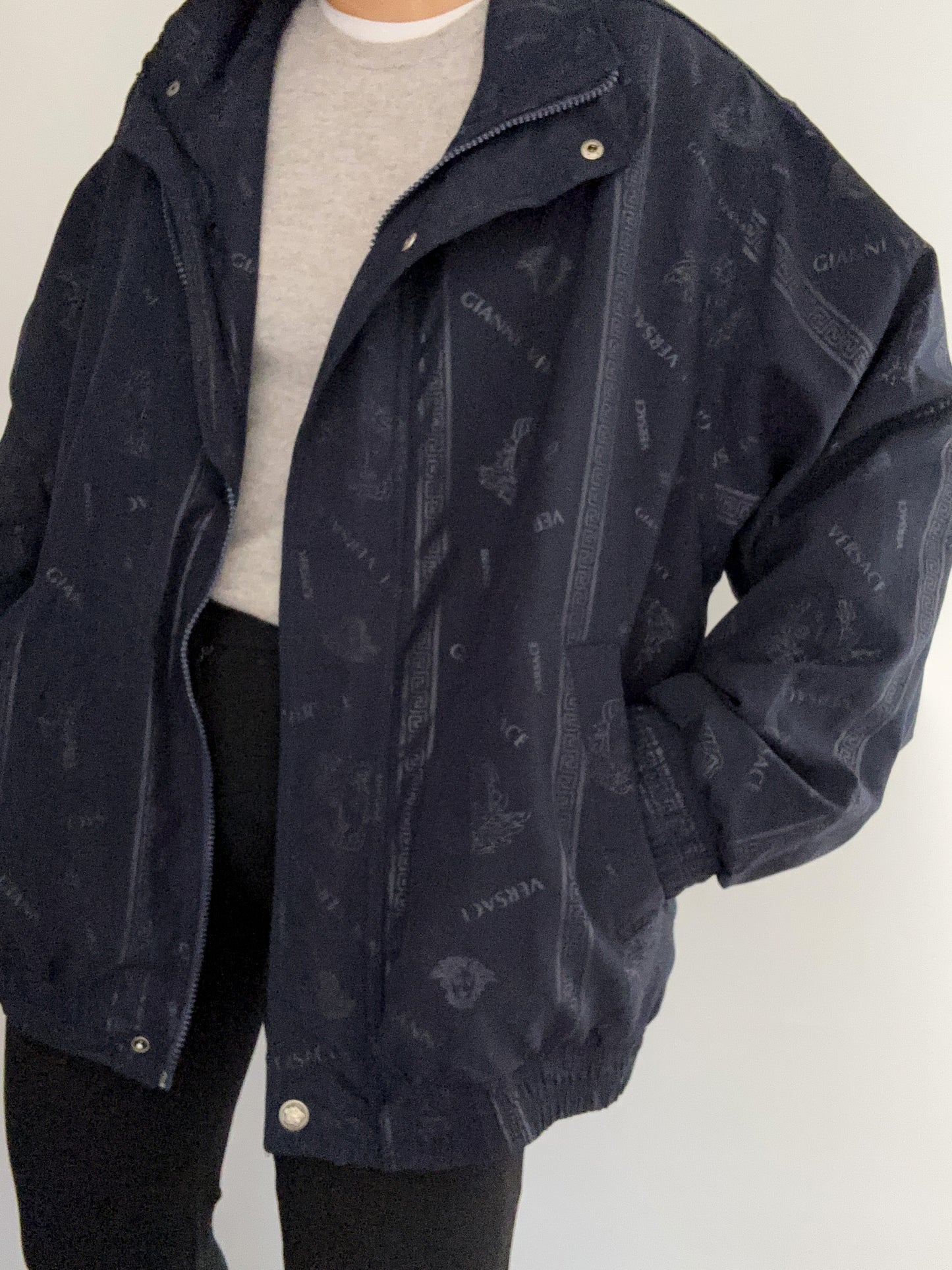 Gianni Versace vintage logo blue bomber