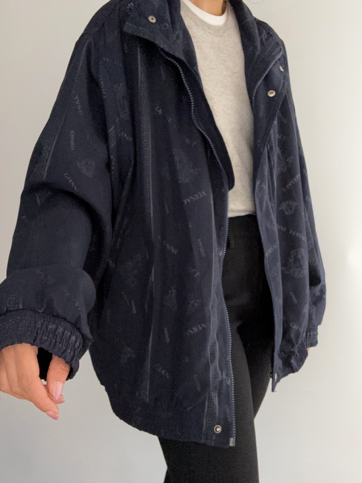 Gianni Versace vintage logo blue bomber