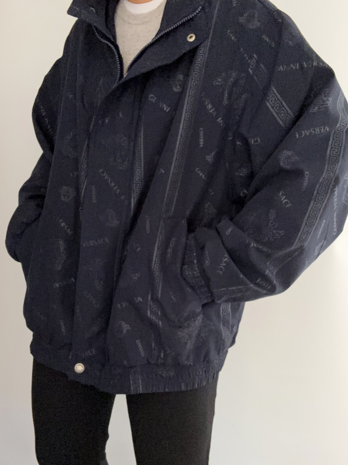 Gianni Versace vintage logo blue bomber