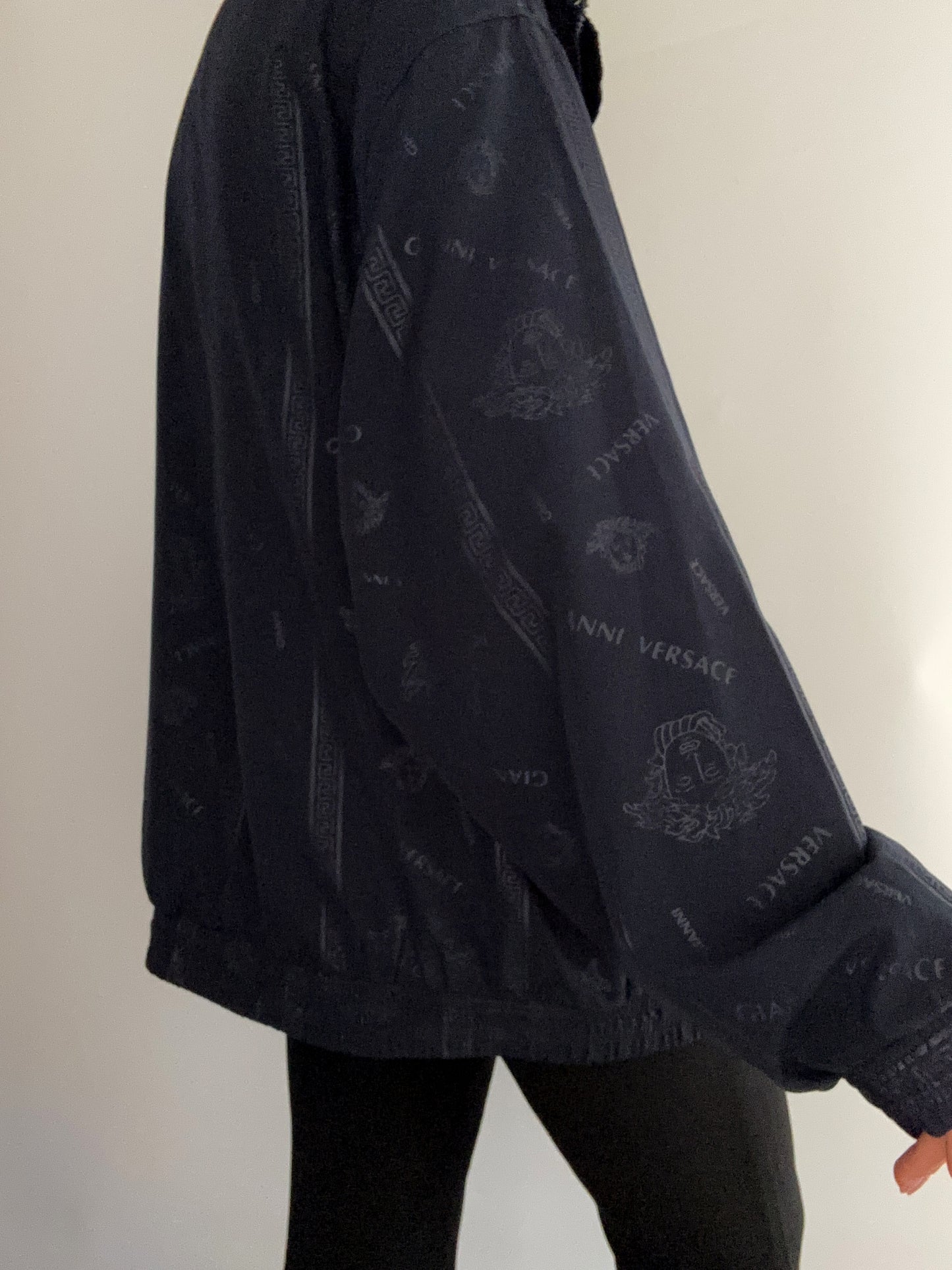 Gianni Versace vintage logo blue bomber