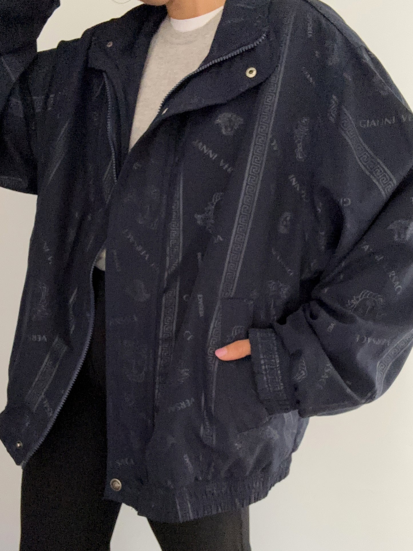 Gianni Versace vintage logo blue bomber