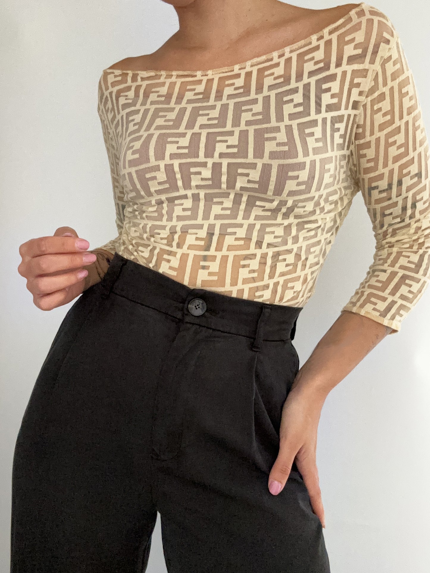 Fendi zucca logo vintage cream shirt