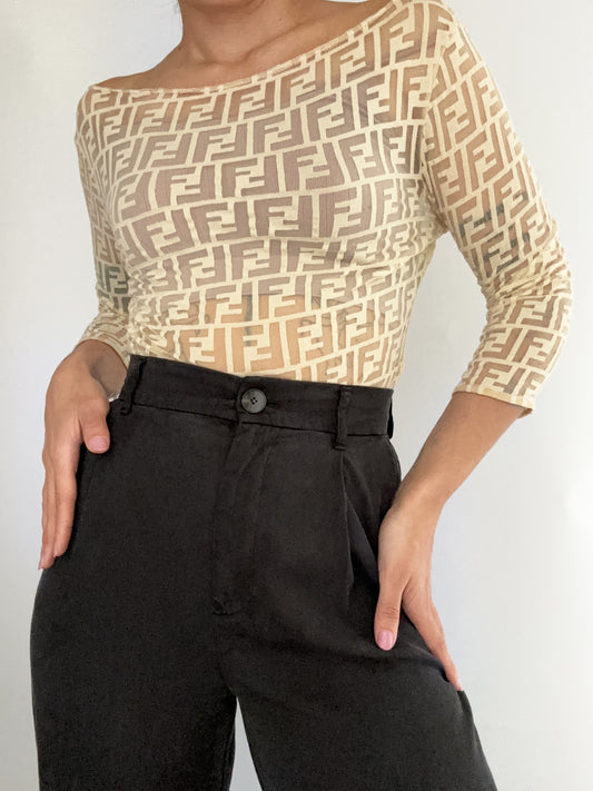 Fendi zucca logo vintage cream shirt