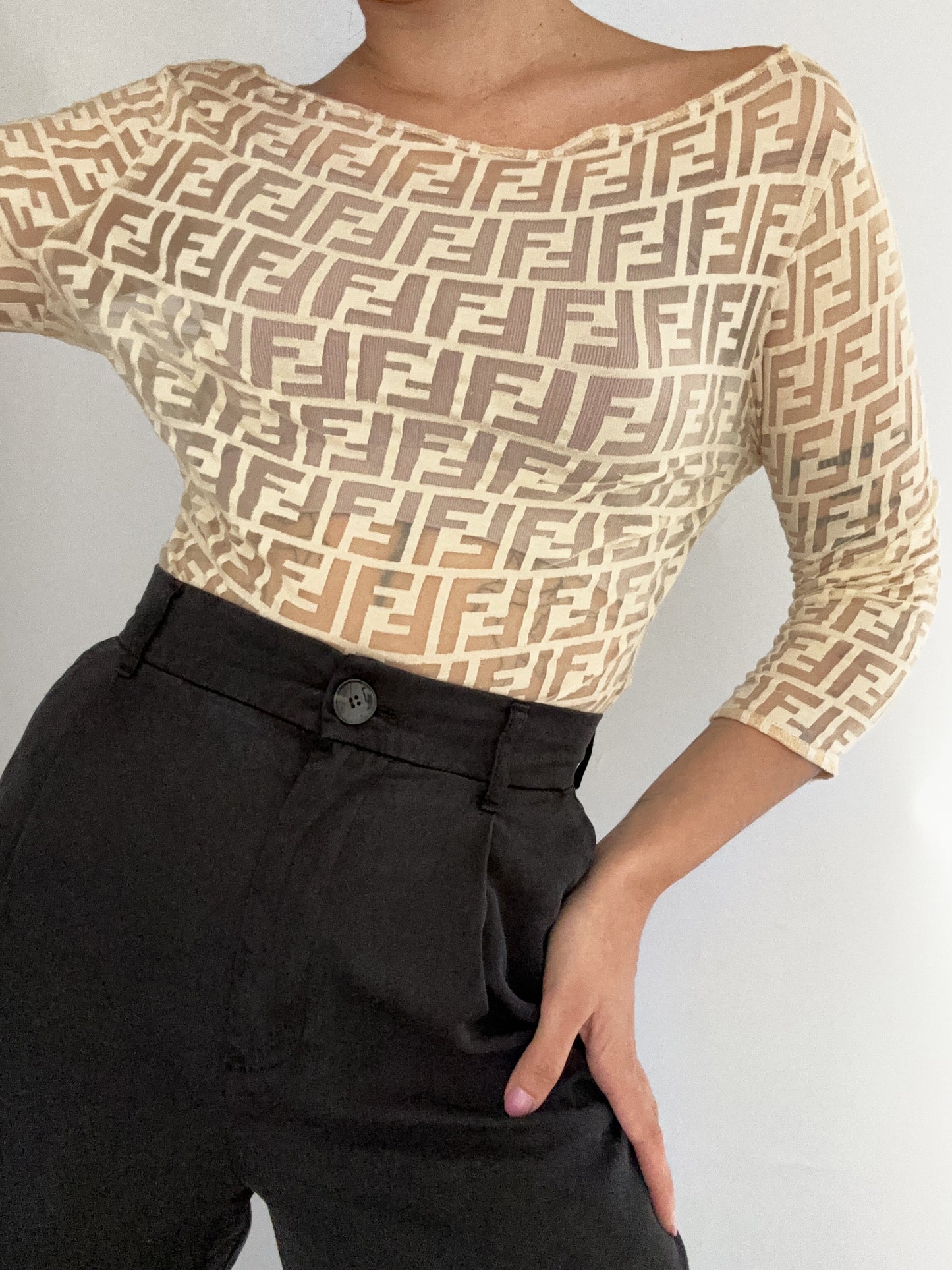 Fendi zucca logo vintage cream shirt