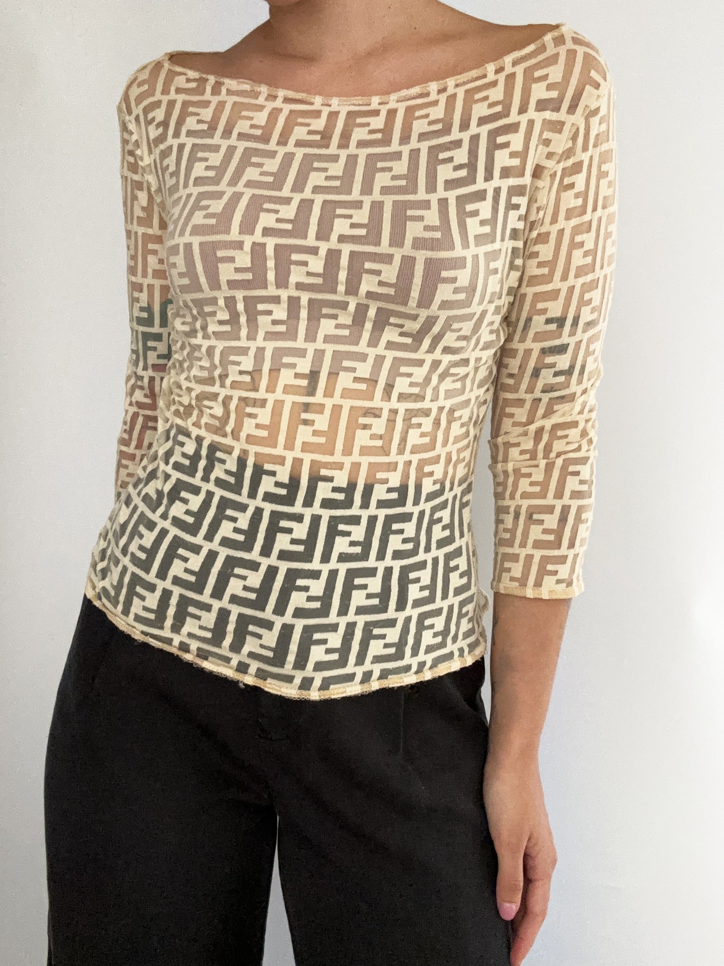 Fendi zucca logo vintage cream shirt