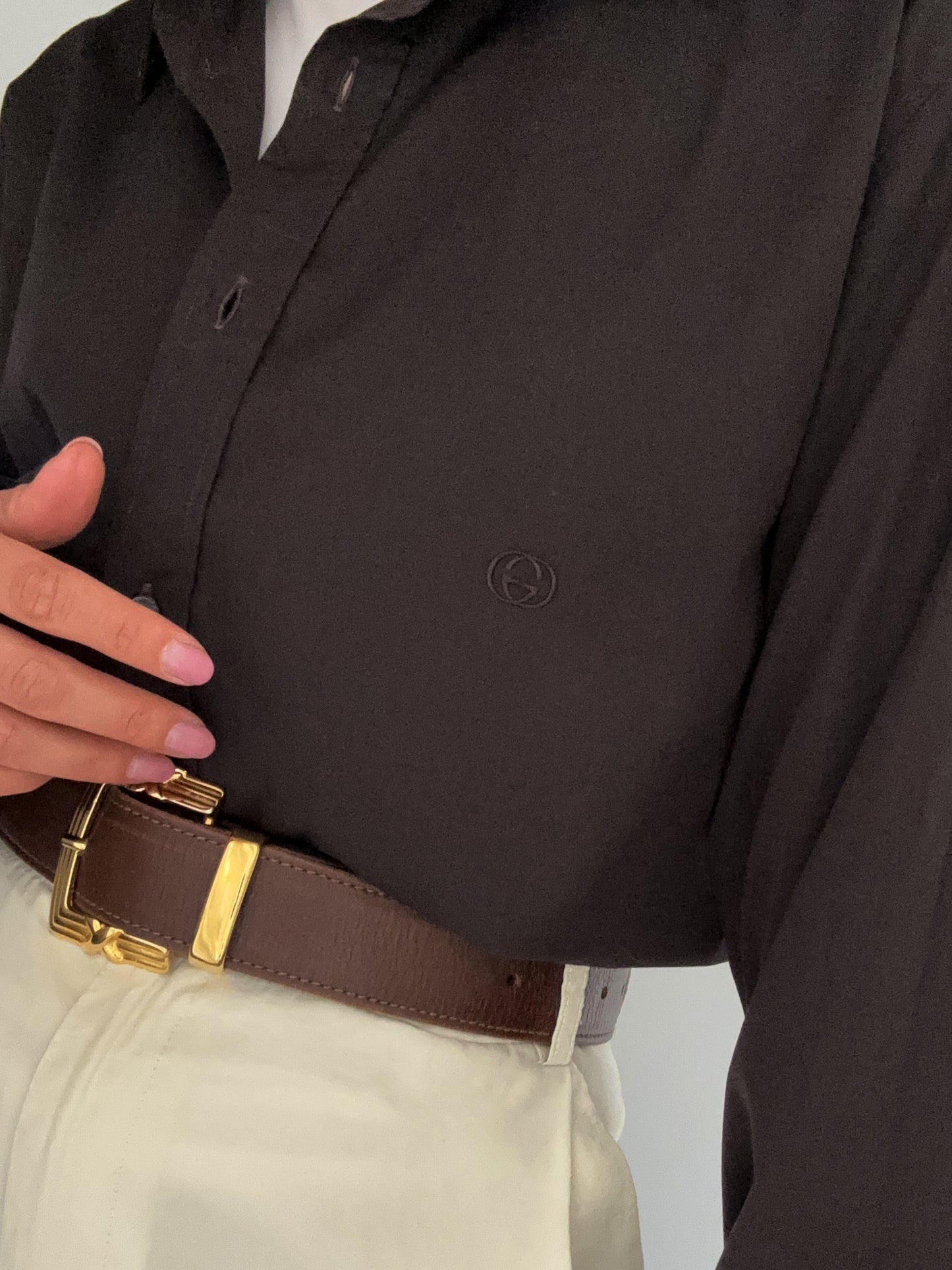 Gucci brown logo vintage shirt