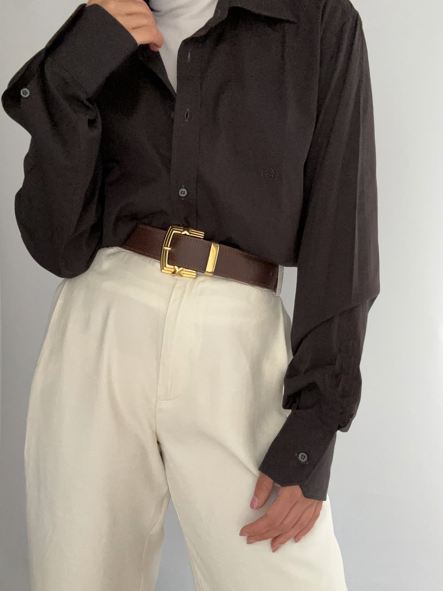 Gucci brown logo vintage shirt