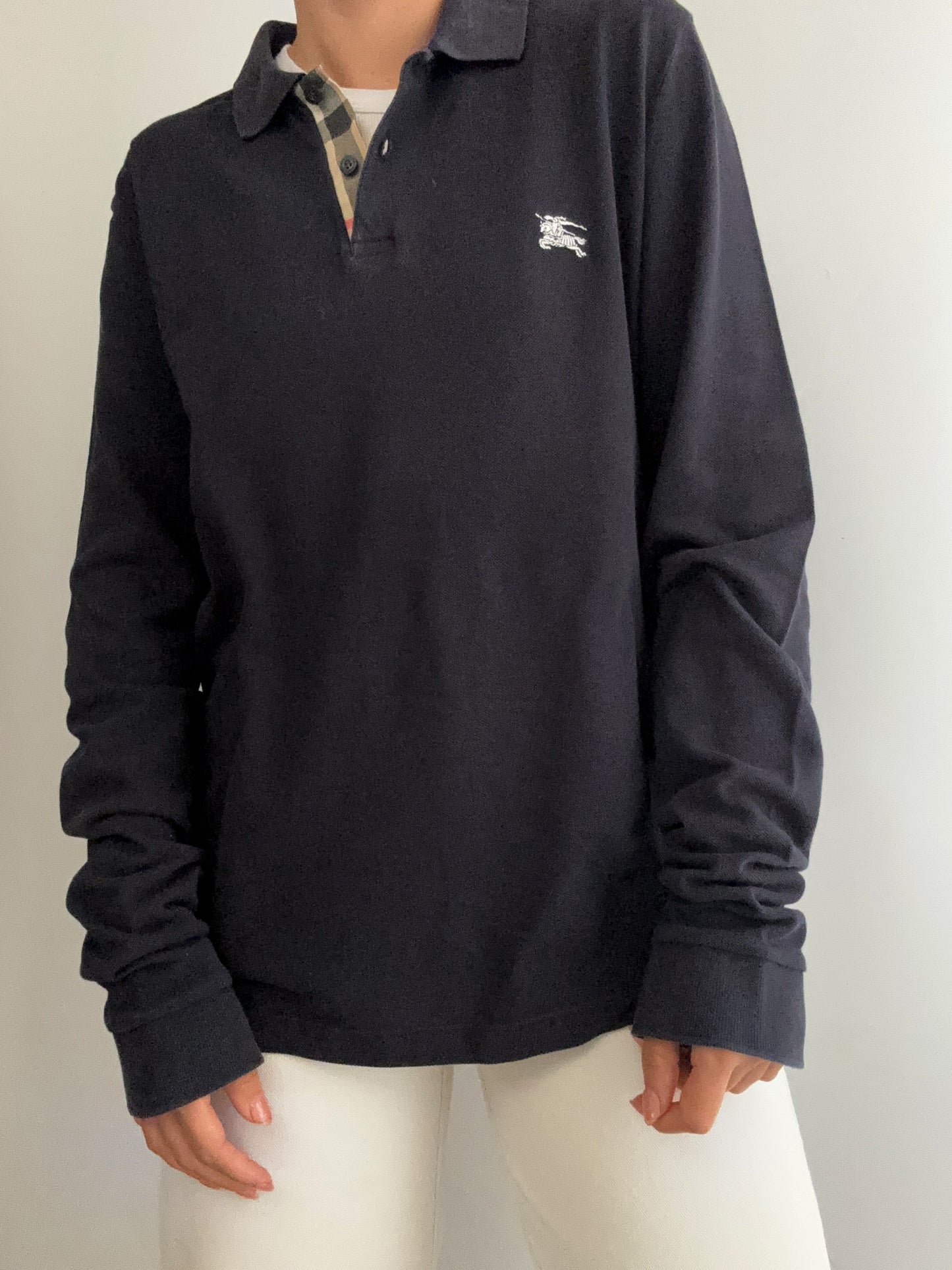 Burberry white embroidery logo polo