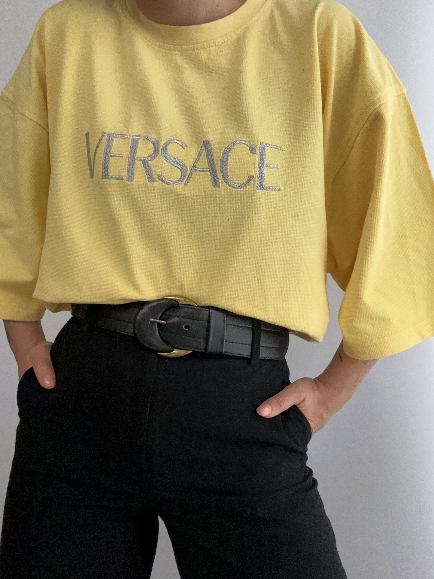 Versace vintage logo embroidery oversize shirt