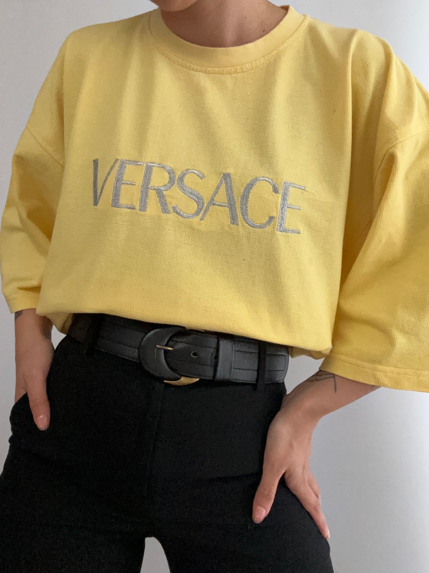 Versace vintage logo embroidery oversize shirt